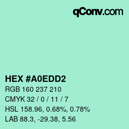 Color code: HEX #A0EDD2 | qconv.com