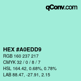 カラーコード: HEX #A0EDD9 | qconv.com