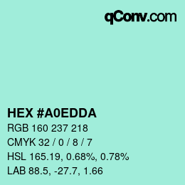 カラーコード: HEX #A0EDDA | qconv.com