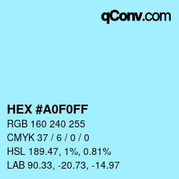 Color code: HEX #A0F0FF | qconv.com