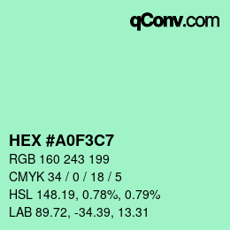 カラーコード: HEX #A0F3C7 | qconv.com