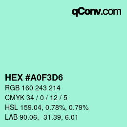 カラーコード: HEX #A0F3D6 | qconv.com