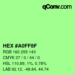 Color code: HEX #A0FF8F | qconv.com