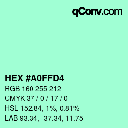 カラーコード: HEX #A0FFD4 | qconv.com