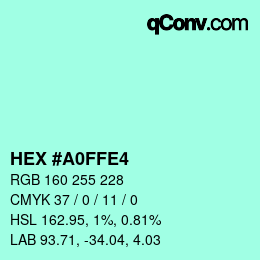 カラーコード: HEX #A0FFE4 | qconv.com
