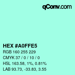 カラーコード: HEX #A0FFE5 | qconv.com