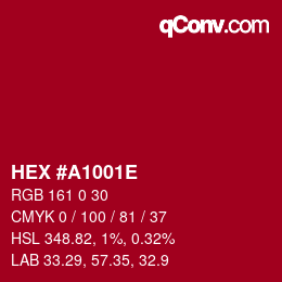 Color code: HEX #A1001E | qconv.com