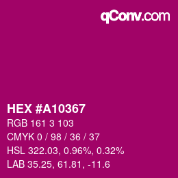 Color code: HEX #A10367 | qconv.com