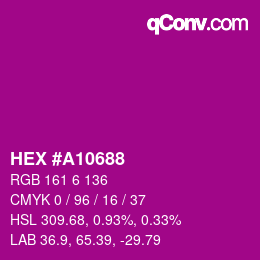Color code: HEX #A10688 | qconv.com