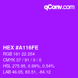 Color code: HEX #A116FE | qconv.com
