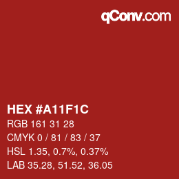 カラーコード: HEX #A11F1C | qconv.com