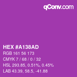 Color code: HEX #A138AD | qconv.com