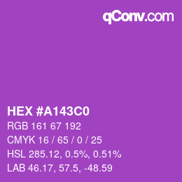 カラーコード: HEX #A143C0 | qconv.com