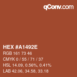 Color code: HEX #A1492E | qconv.com
