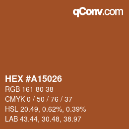 Código de color: HEX #A15026 | qconv.com