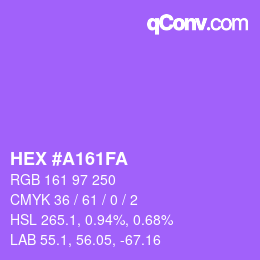 颜色代码: HEX #A161FA | qconv.com