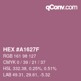颜色代码: HEX #A1627F | qconv.com