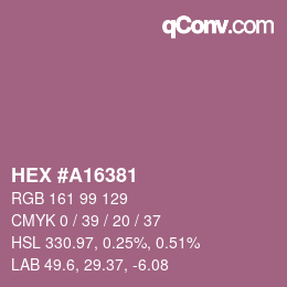 Farbcode: HEX #A16381 | qconv.com
