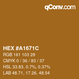 Color code: HEX #A1671C | qconv.com