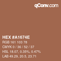 Color code: HEX #A1674E | qconv.com