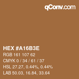 Color code: HEX #A16B3E | qconv.com