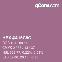 Color code: HEX #A16C8C | qconv.com