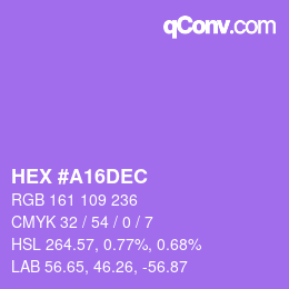 Color code: HEX #A16DEC | qconv.com