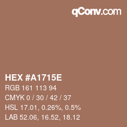 Farbcode: HEX #A1715E | qconv.com