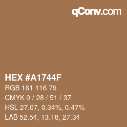 カラーコード: HEX #A1744F | qconv.com
