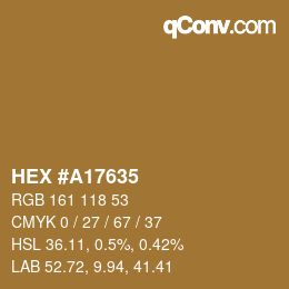 Código de color: HEX #A17635 | qconv.com