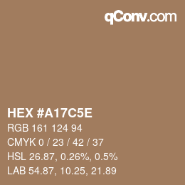 Color code: HEX #A17C5E | qconv.com