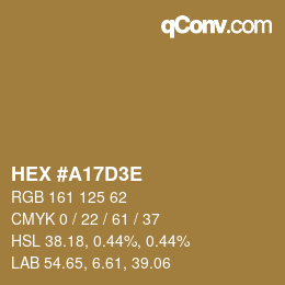 Color code: HEX #A17D3E | qconv.com