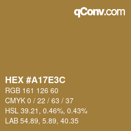 Color code: HEX #A17E3C | qconv.com