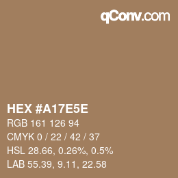 Color code: HEX #A17E5E | qconv.com