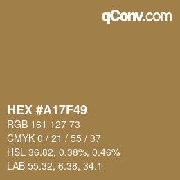 Color code: HEX #A17F49 | qconv.com