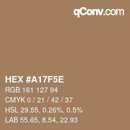 Color code: HEX #A17F5E | qconv.com