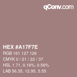 Color code: HEX #A17F7E | qconv.com
