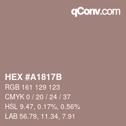 Color code: HEX #A1817B | qconv.com