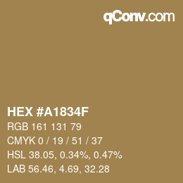 Color code: HEX #A1834F | qconv.com