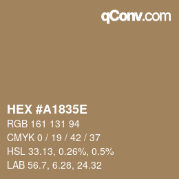 Farbcode: HEX #A1835E | qconv.com