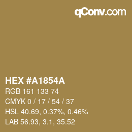 Color code: HEX #A1854A | qconv.com