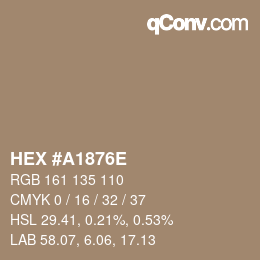 Color code: HEX #A1876E | qconv.com