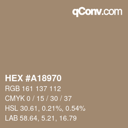 カラーコード: HEX #A18970 | qconv.com