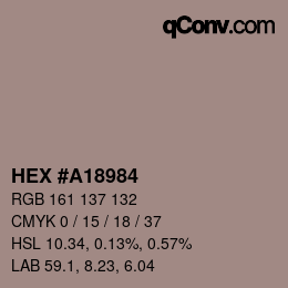 Farbcode: HEX #A18984 | qconv.com