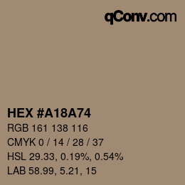 Color code: HEX #A18A74 | qconv.com