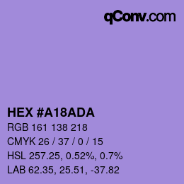 カラーコード: HEX #A18ADA | qconv.com