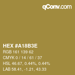 Color code: HEX #A18B3E | qconv.com