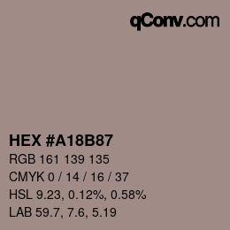 Código de color: HEX #A18B87 | qconv.com