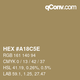 Color code: HEX #A18C5E | qconv.com