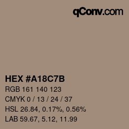 Color code: HEX #A18C7B | qconv.com